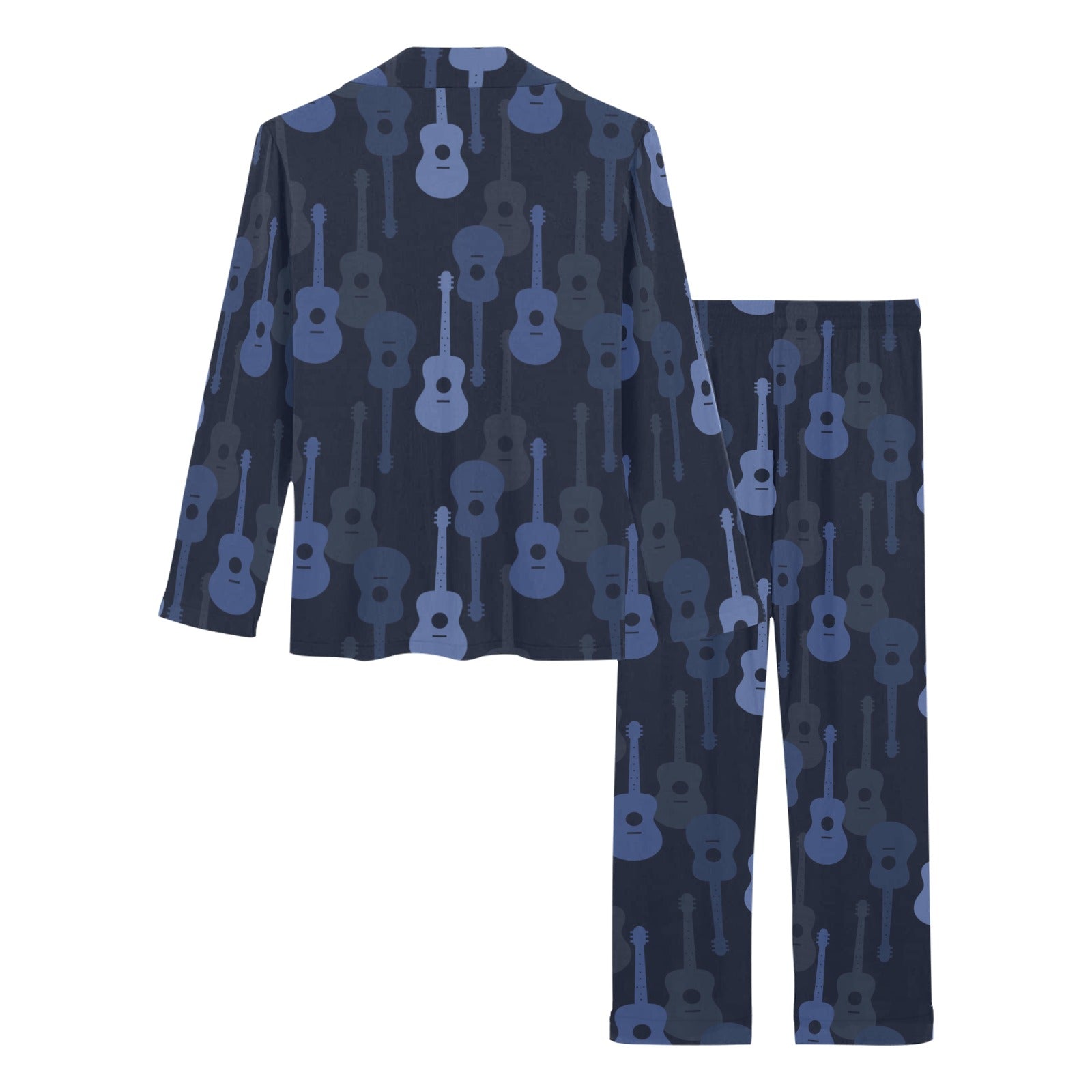 Blue Theme guitar pattern Women's Long Pajama Set
