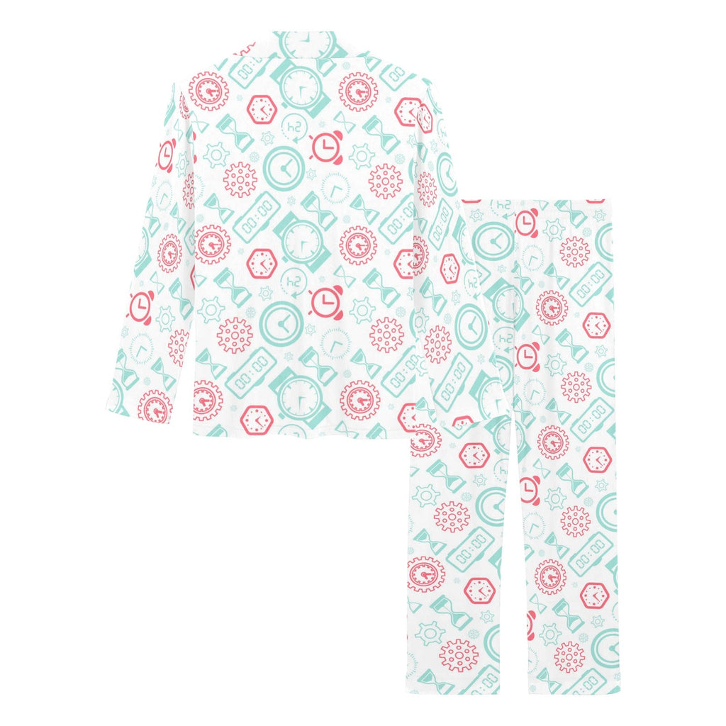 Clock time pattern blackground Women's Long Pajama Set
