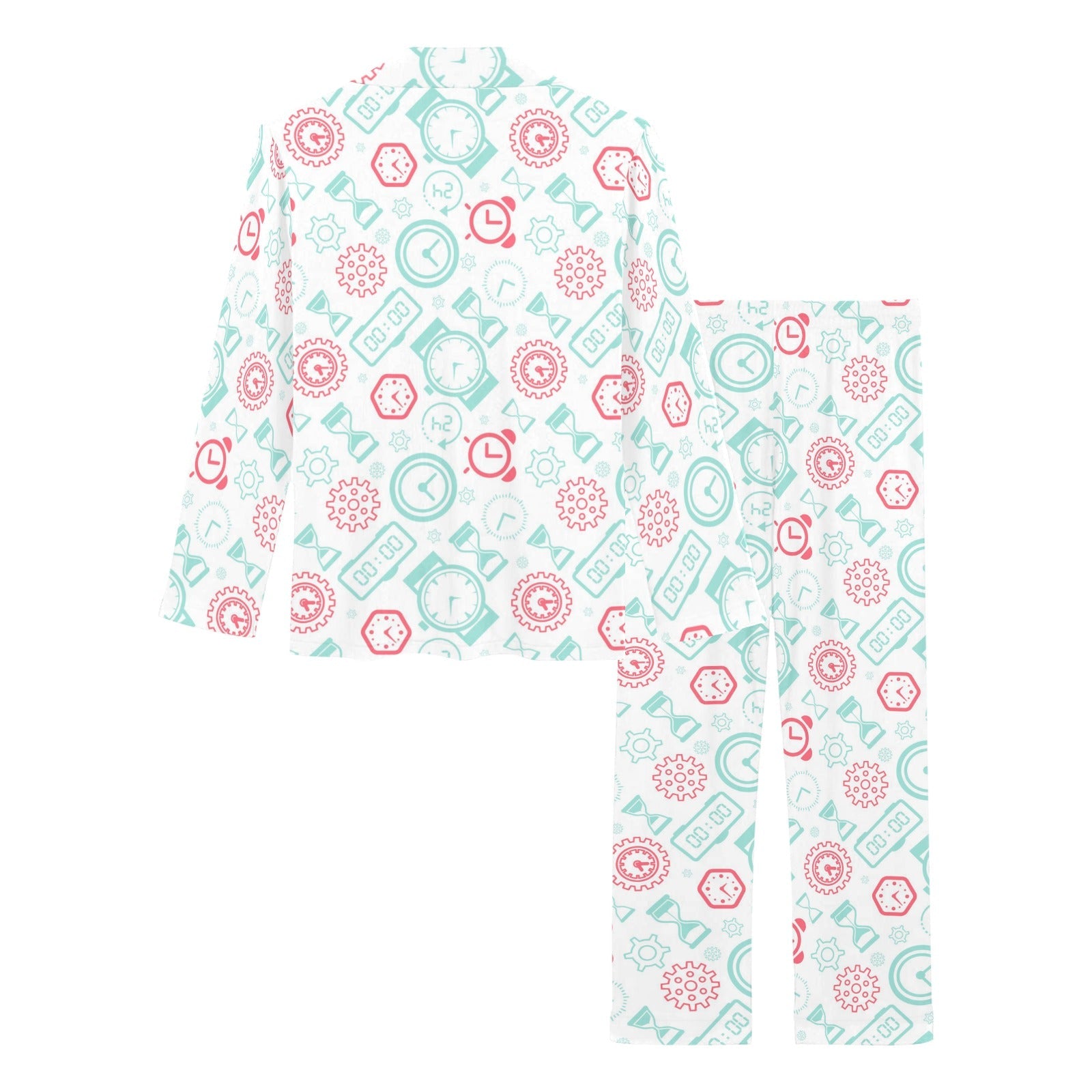 Clock time pattern blackground Women's Long Pajama Set