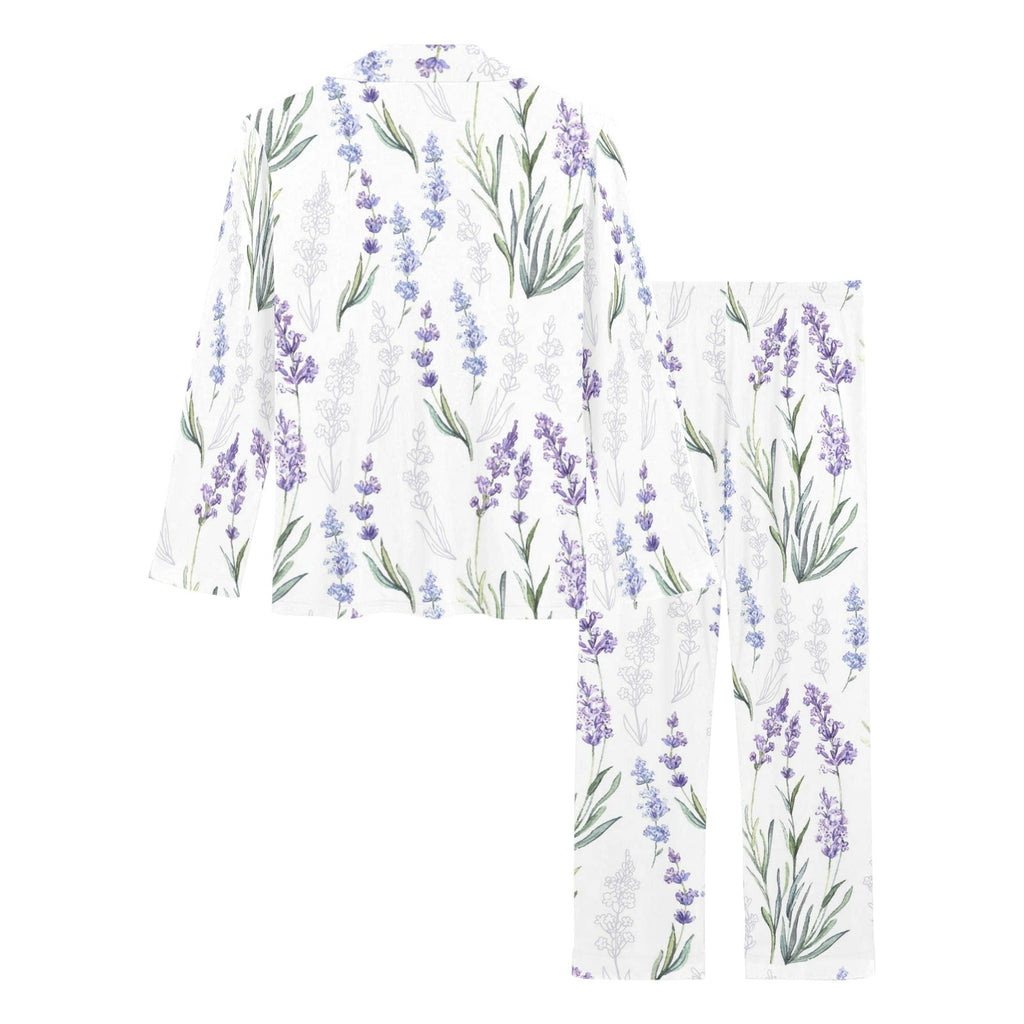 Hand painting Watercolor Lavender Women's Long Pajama Set