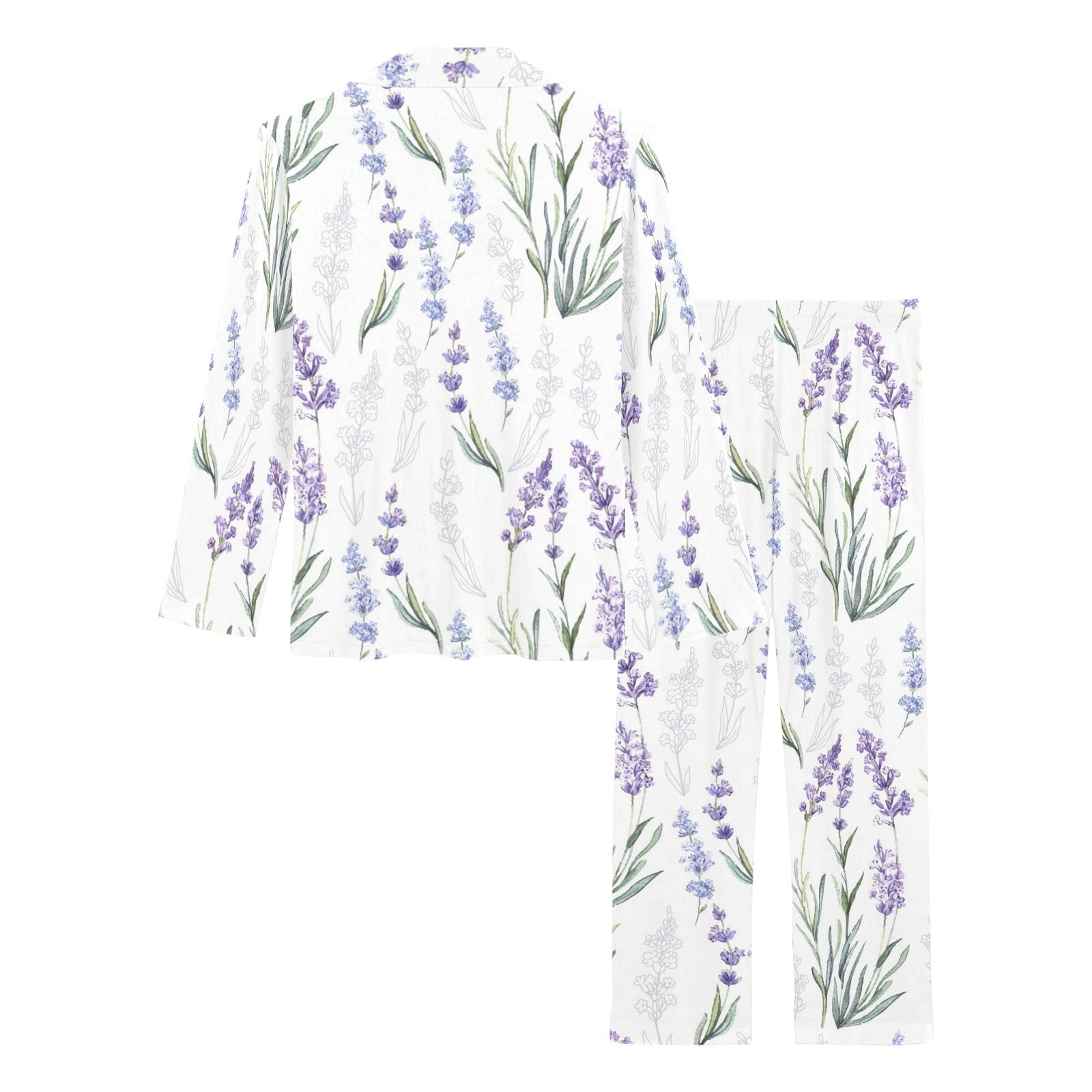 Hand painting Watercolor Lavender Women's Long Pajama Set