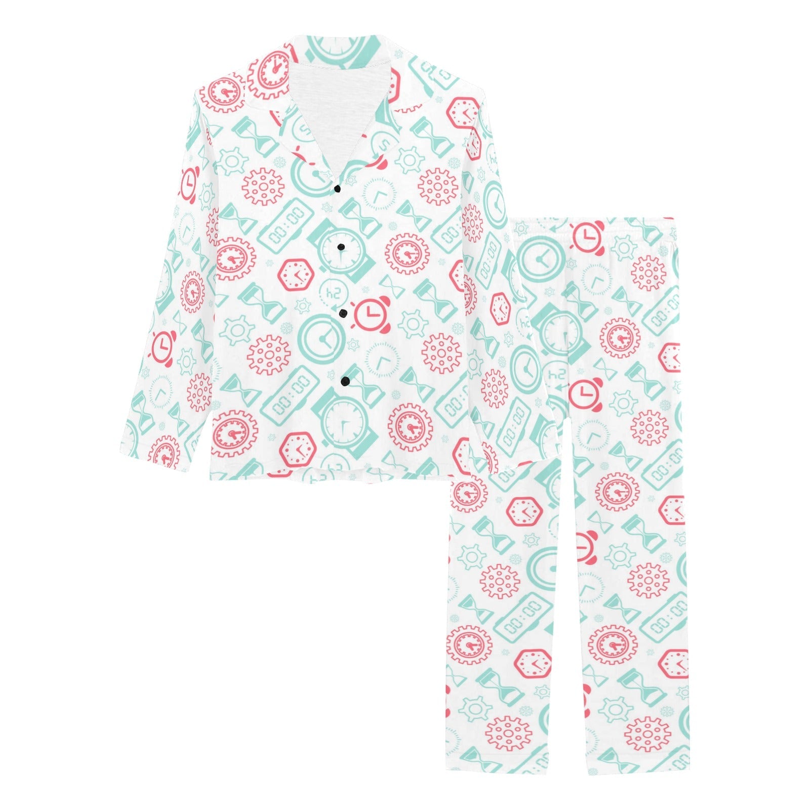 Clock time pattern blackground Women's Long Pajama Set