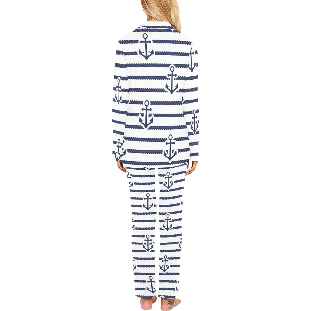 Anchor rope nautical pattern Women's Long Pajama Set