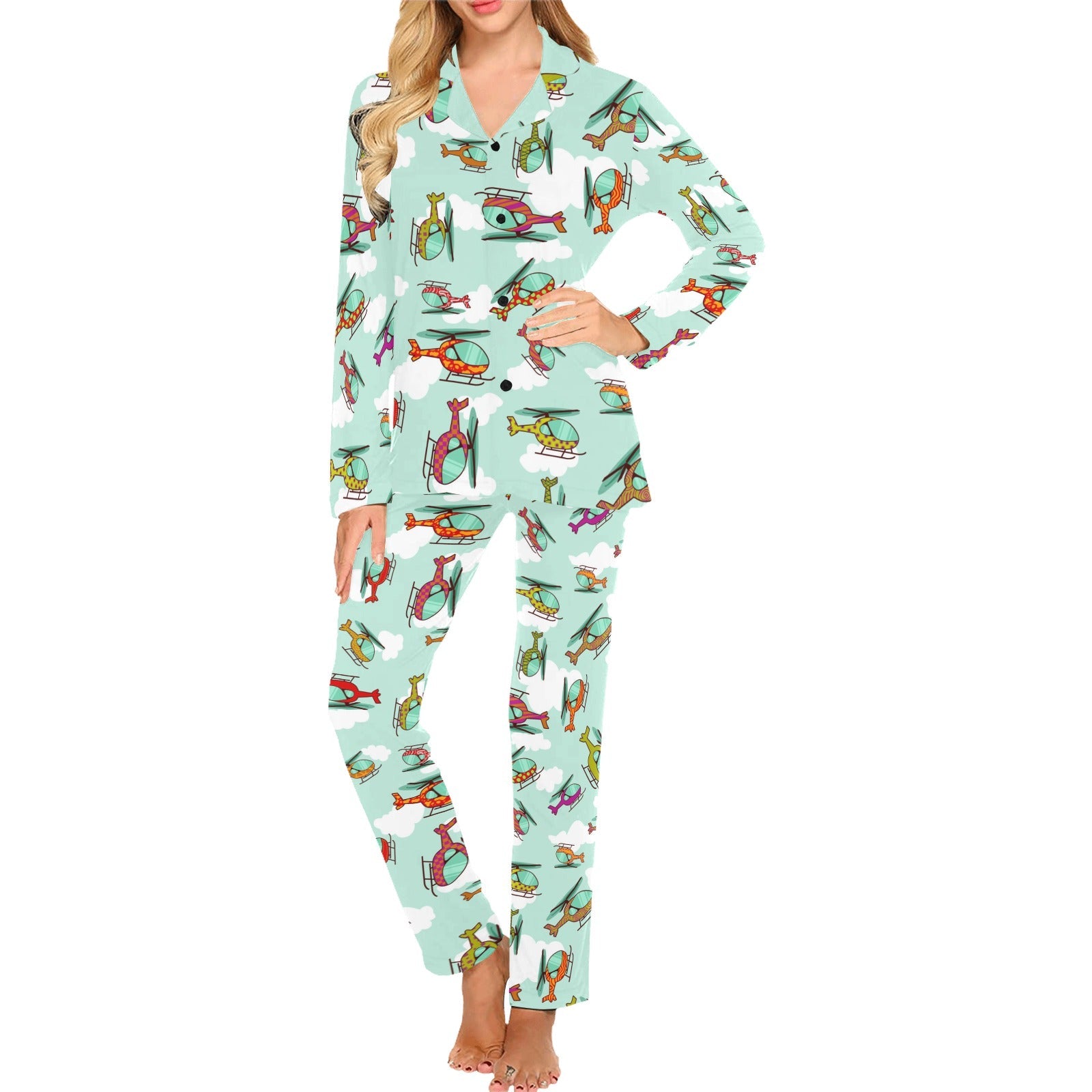 Helicopter design pattern Women's Long Pajama Set