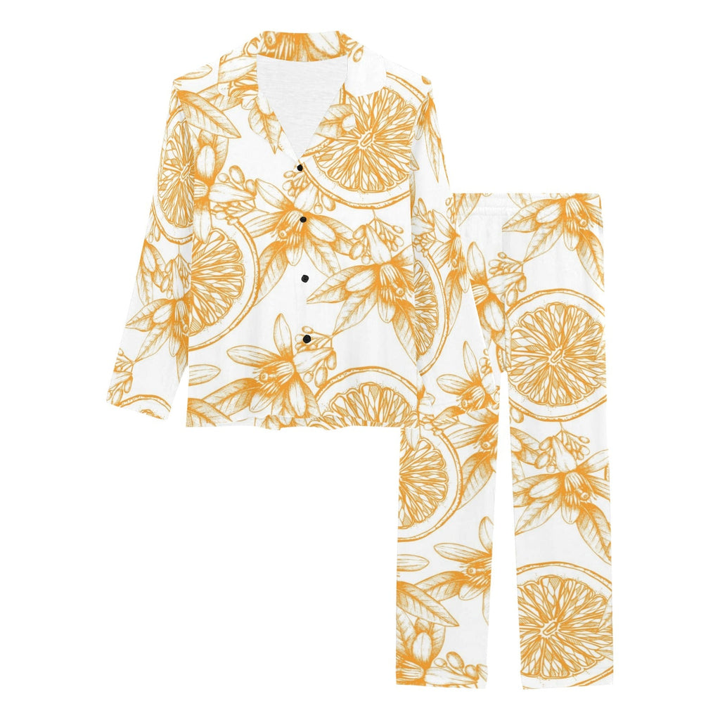 hand drawn orange fruit pattern Women's Long Pajama Set