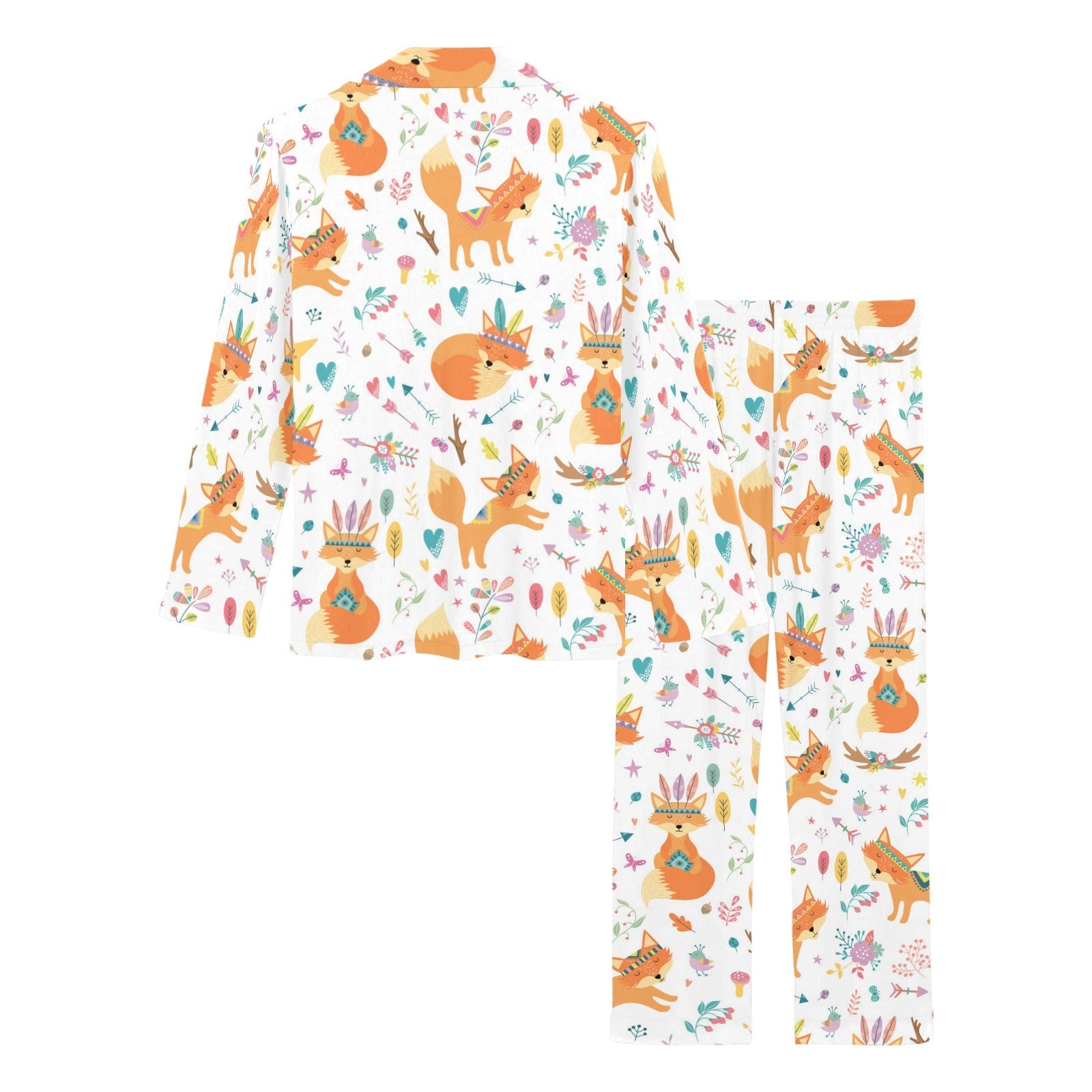 cute tribal fox pattern Women's Long Pajama Set