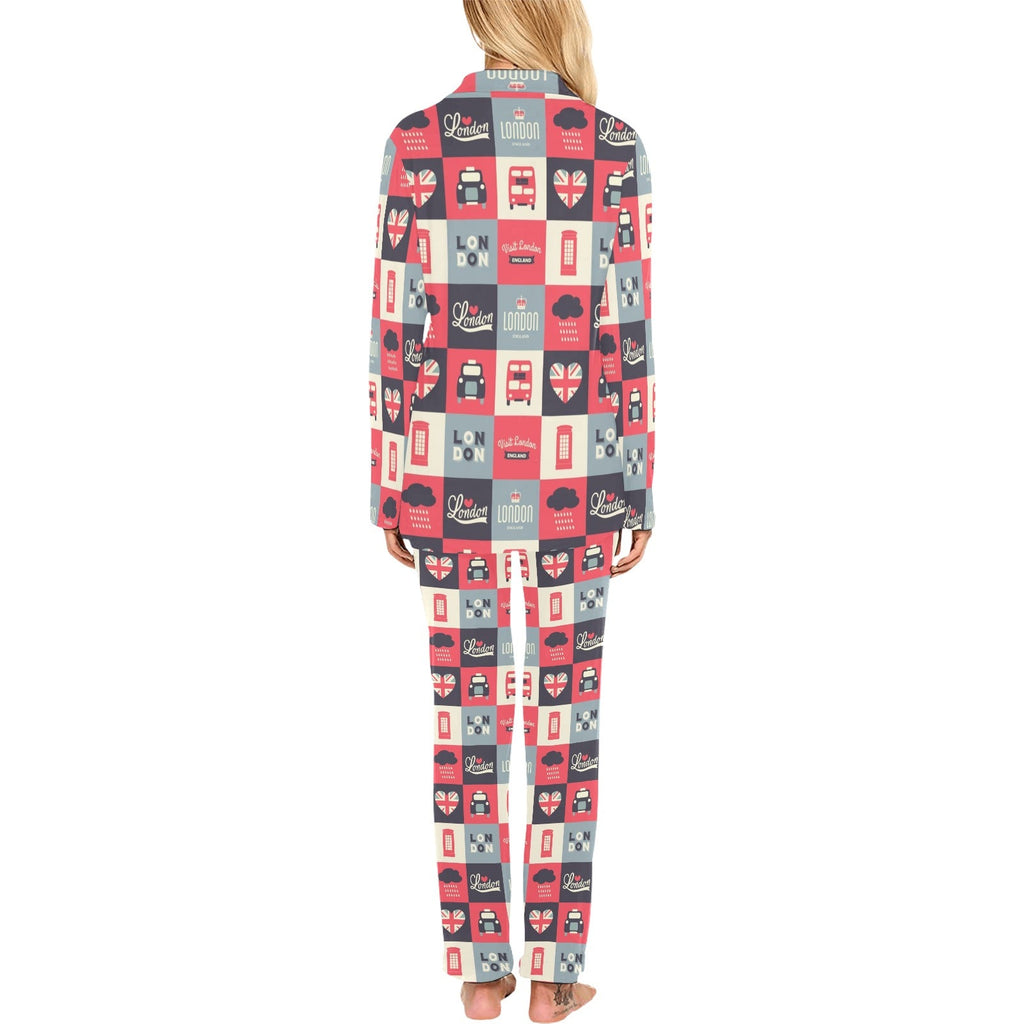 British Pattern Print Design 05 Women's Long Pajama Set