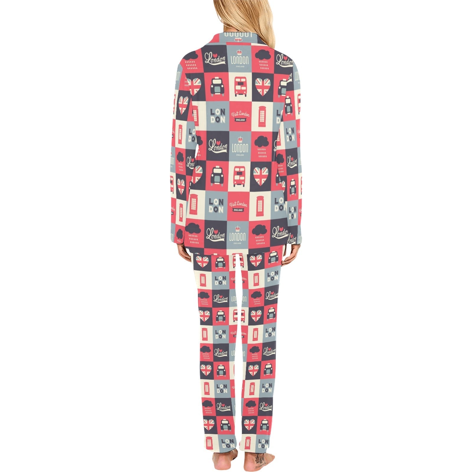 British Pattern Print Design 05 Women's Long Pajama Set