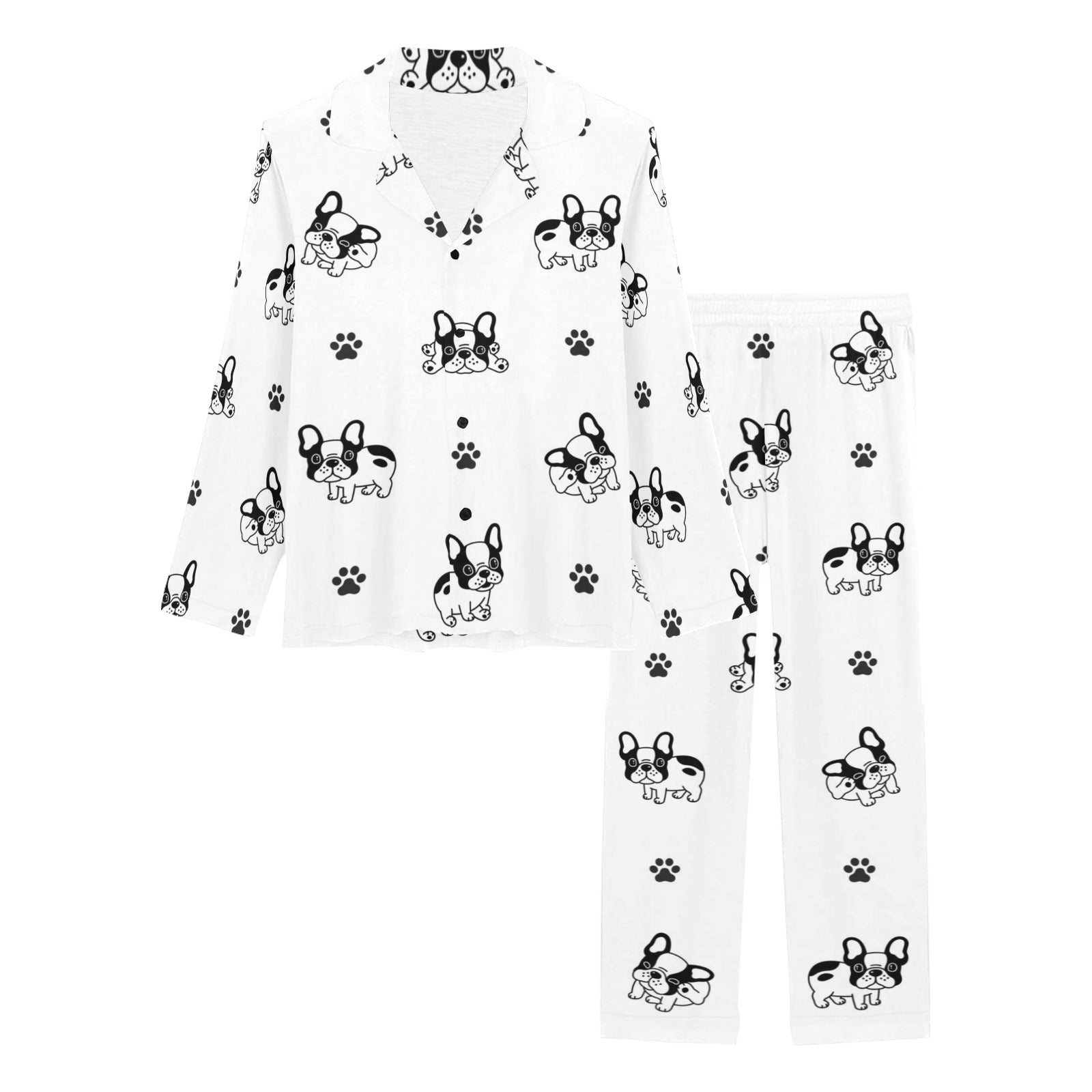 Cute french bulldog paw pattern Women's Long Pajama Set