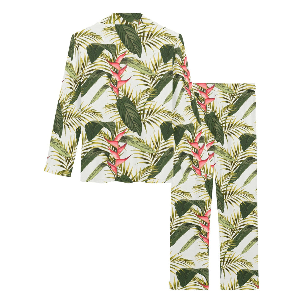 heliconia pattern Women's Long Pajama Set