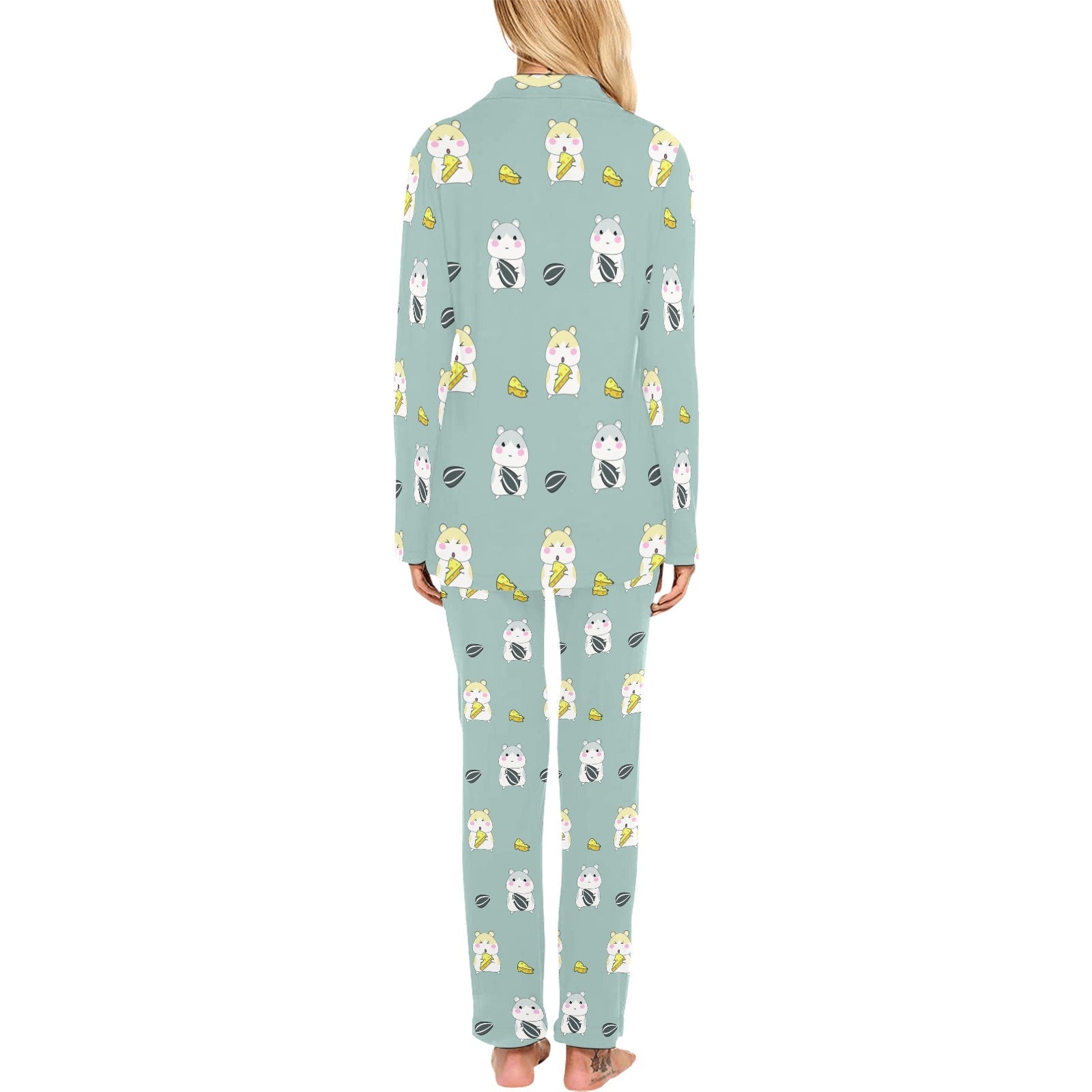 Cute hamster cheese pattern Women's Long Pajama Set