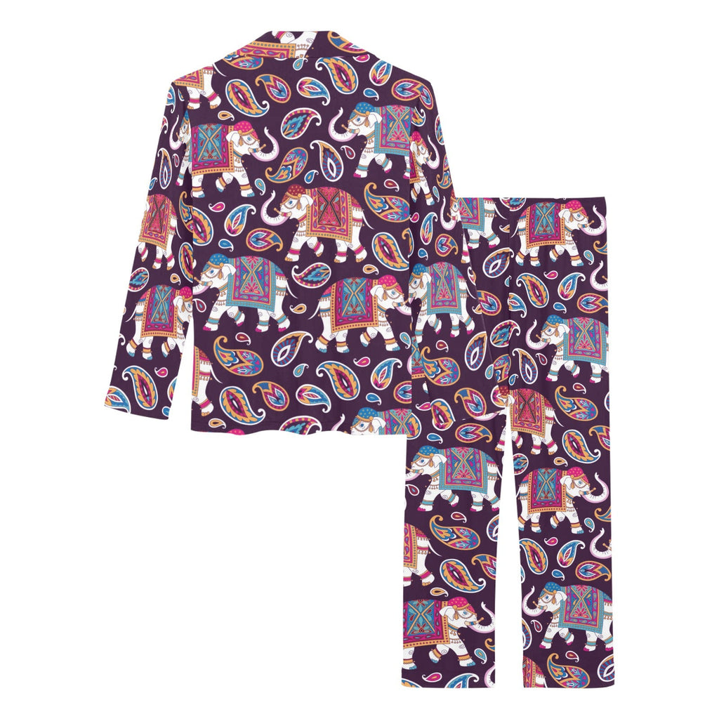 Elephant indian style ornament pattern Women's Long Pajama Set