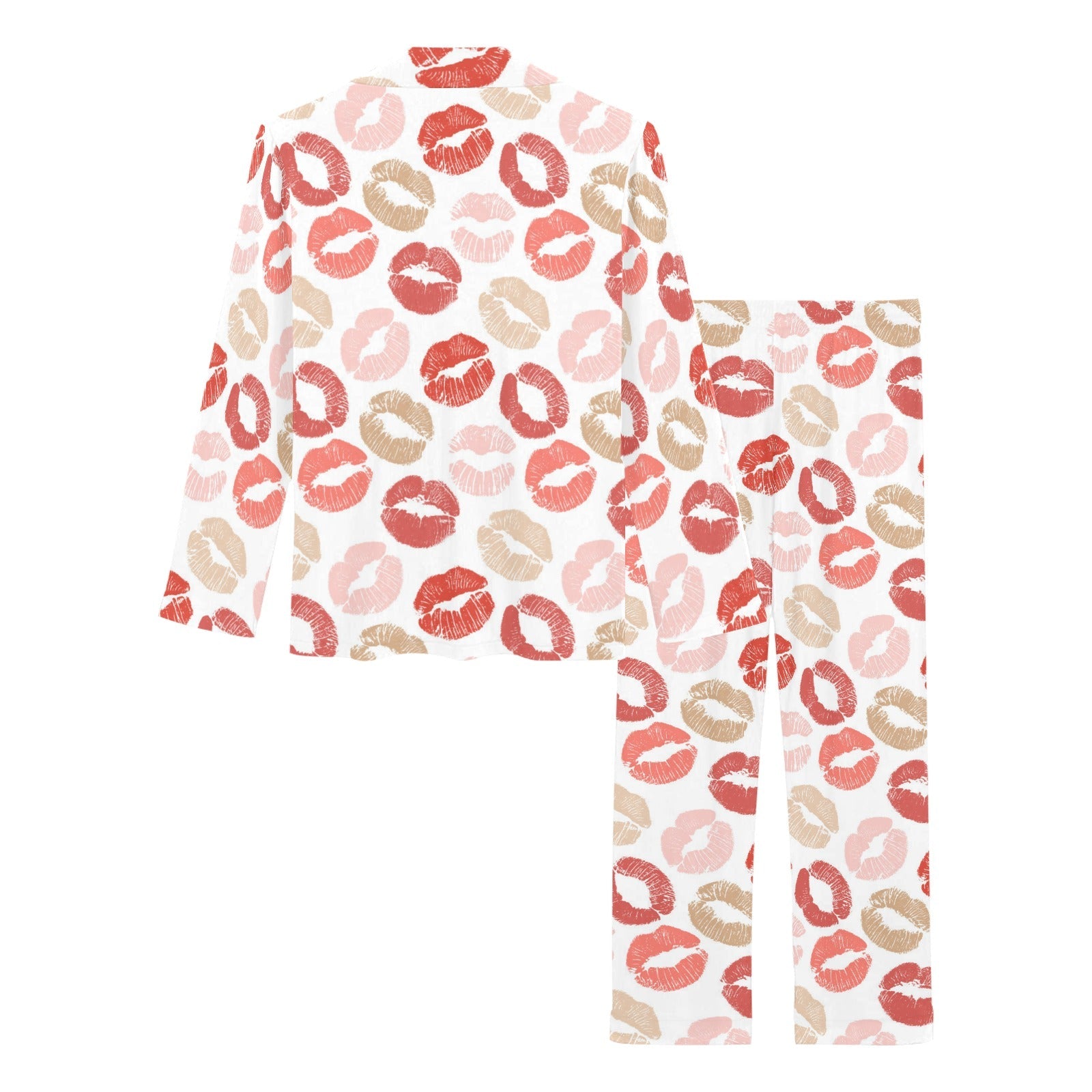 Lips Pattern Print Design 04 Women's Long Pajama Set