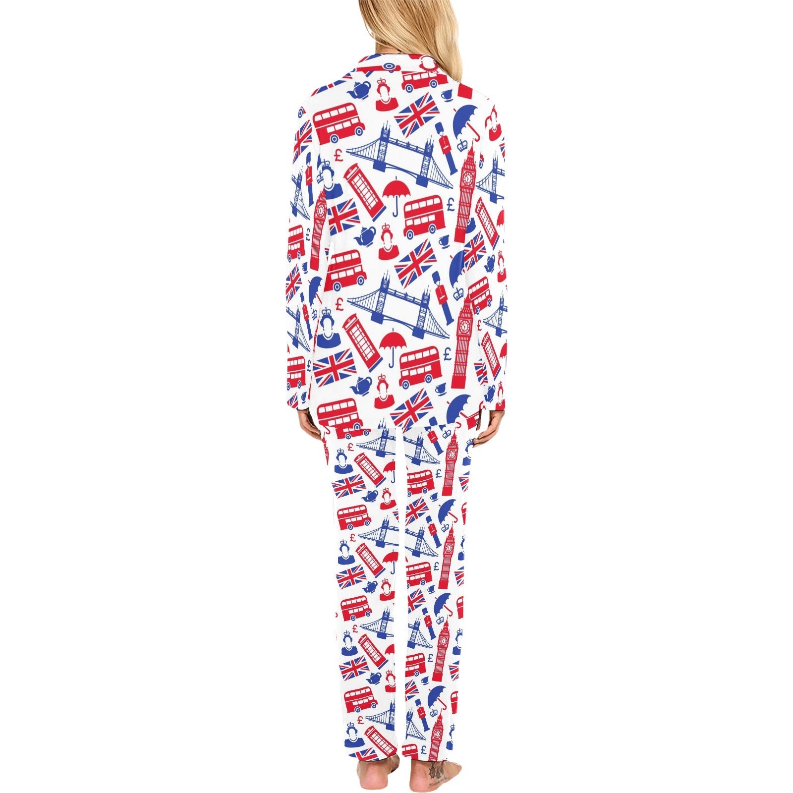 British Pattern Print Design 01 Women's Long Pajama Set