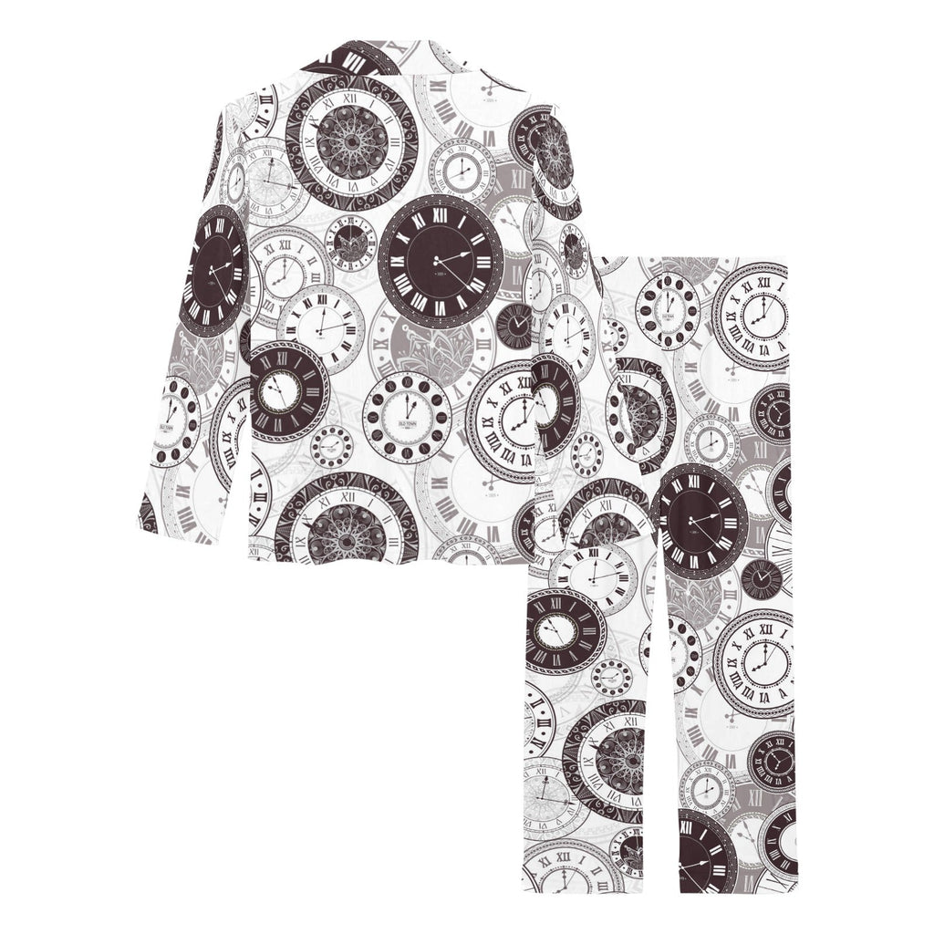 Classic vintage clock pattern Women's Long Pajama Set