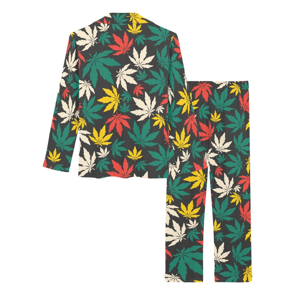 Canabis Marijuana Weed Pattern Print Design 02 Women's Long Pajama Set