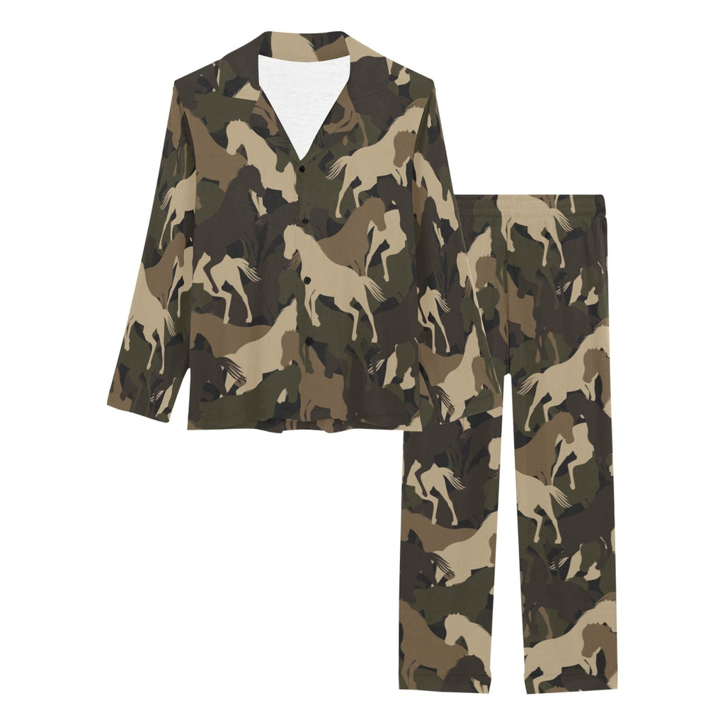 Horse Camouflage Pattern Women's Long Pajama Set