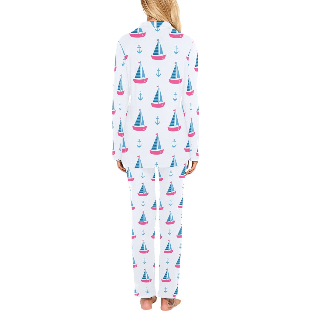 Sailboat anchor pattern Women's Long Pajama Set