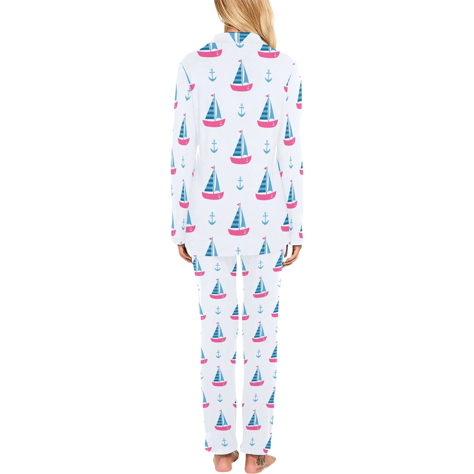 Sailboat anchor pattern Women's Long Pajama Set