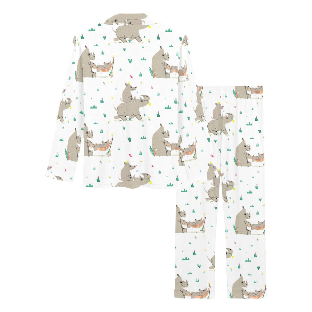Cute Rhino pattern background Women's Long Pajama Set