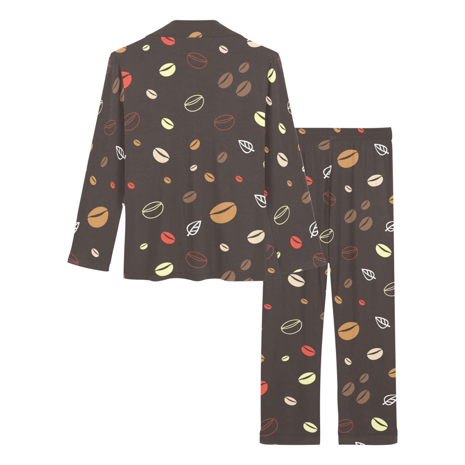 Coffee bean leave pattern Women's Long Pajama Set