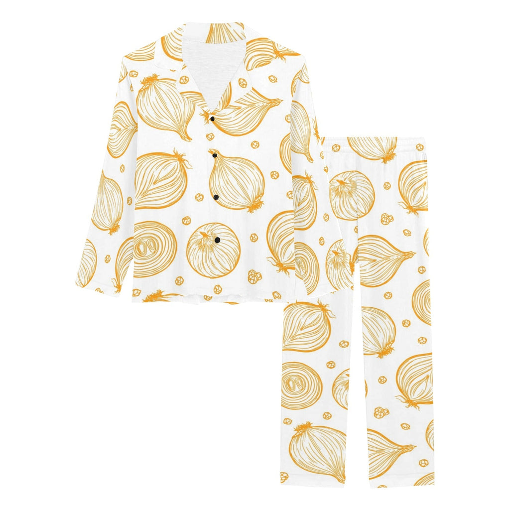 hand drawn onion pattern Women's Long Pajama Set