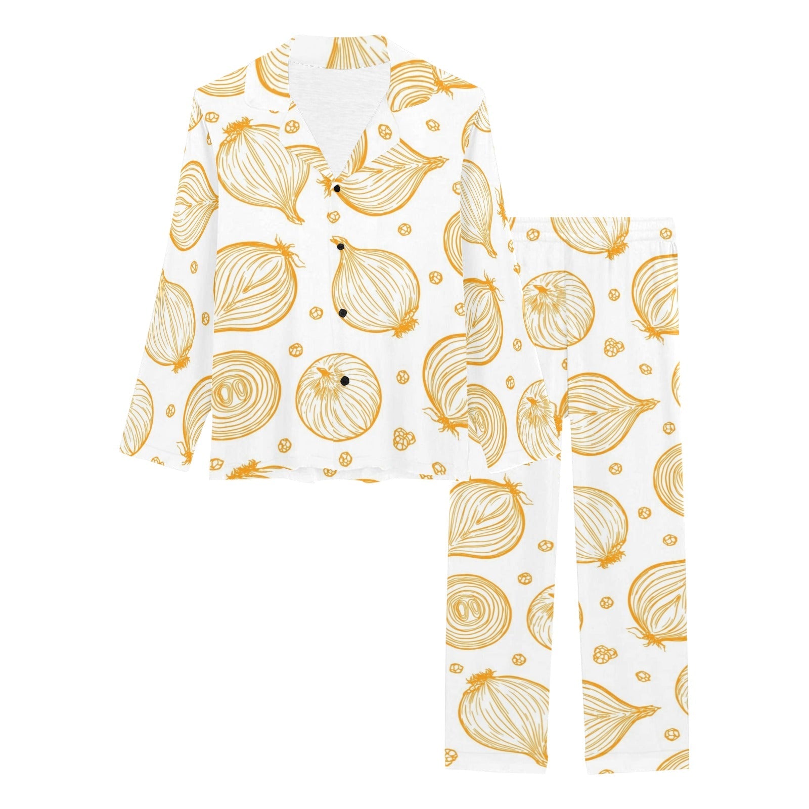 hand drawn onion pattern Women's Long Pajama Set