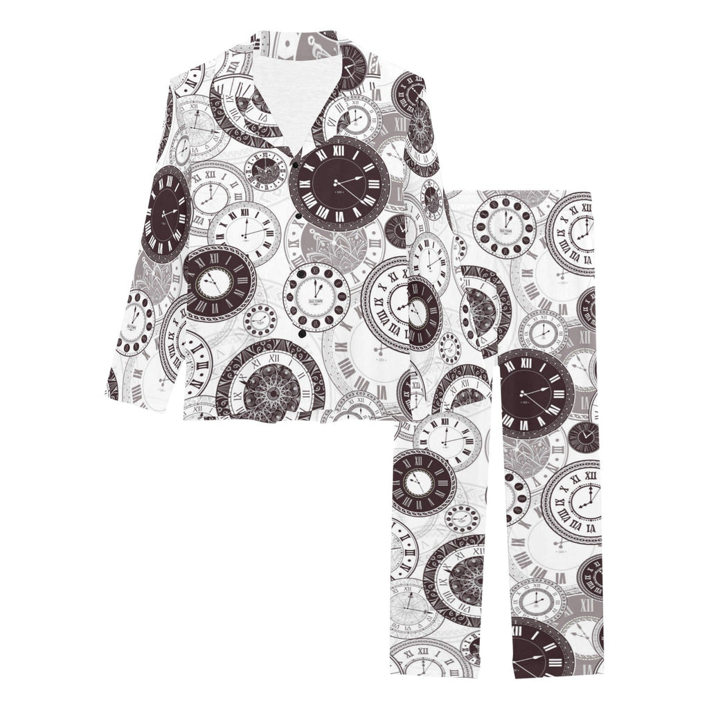 Classic vintage clock pattern Women's Long Pajama Set