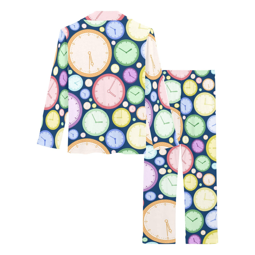 Colorful clock background Women's Long Pajama Set