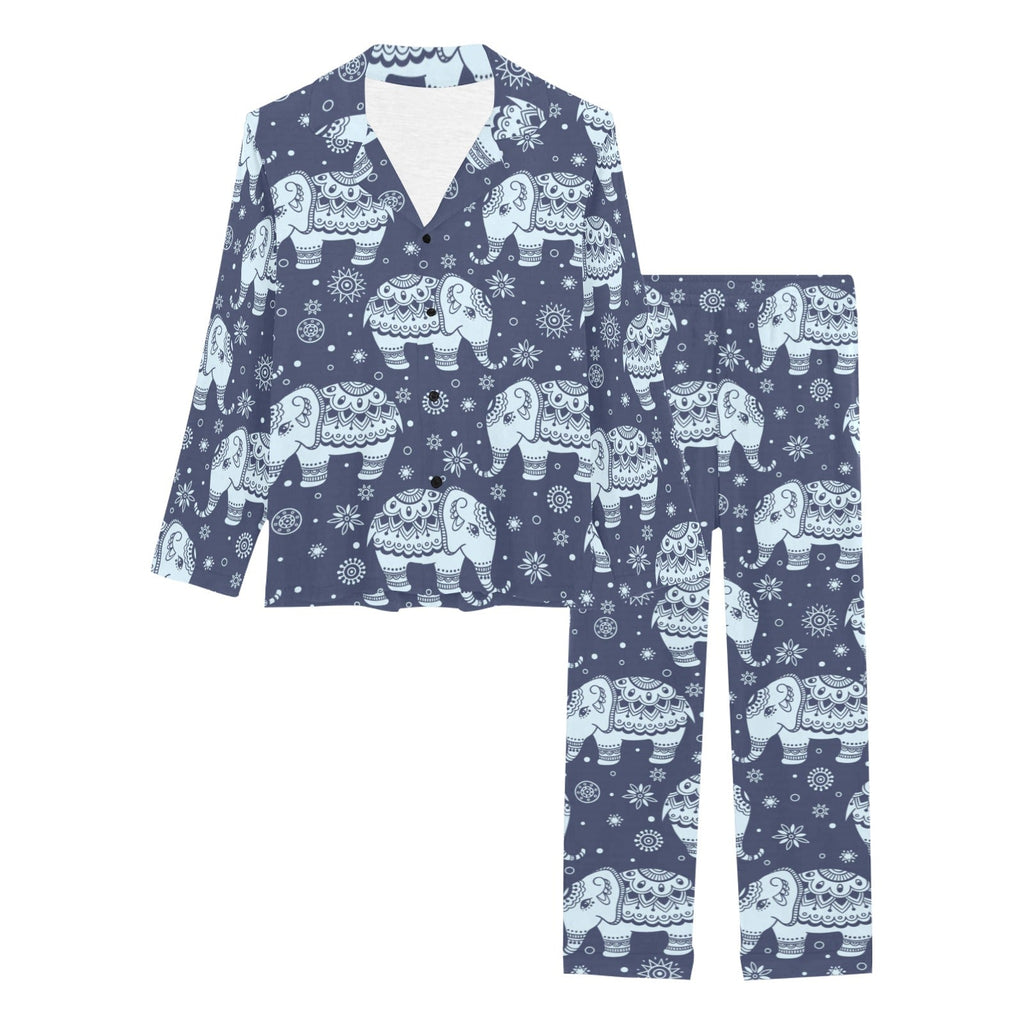 Elephant tribal design pattern Women's Long Pajama Set