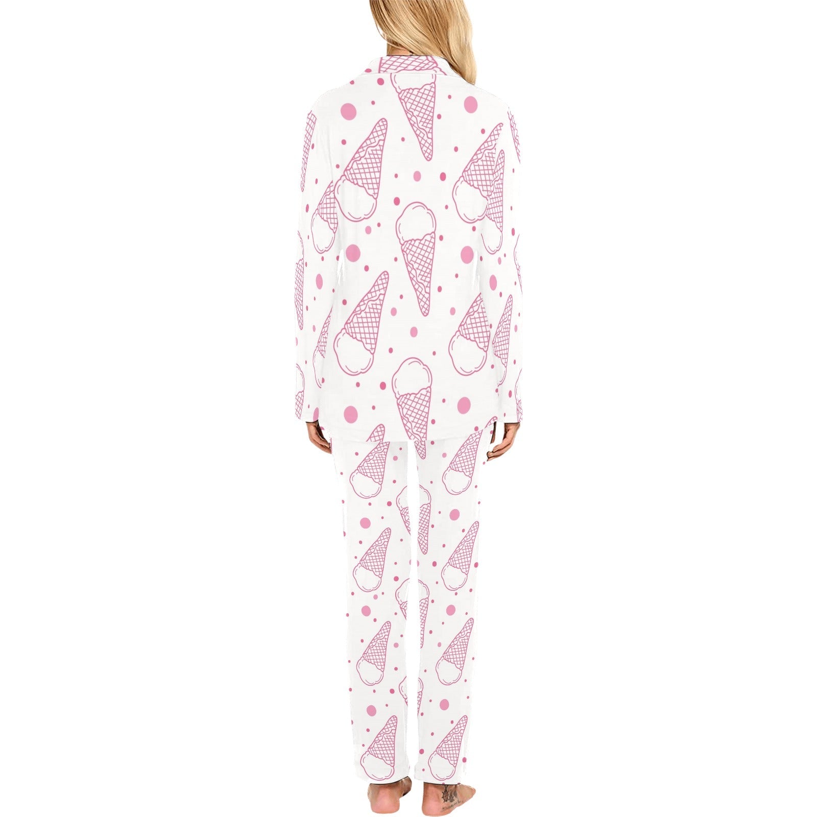 Hand drawn ice cream pattern Women's Long Pajama Set