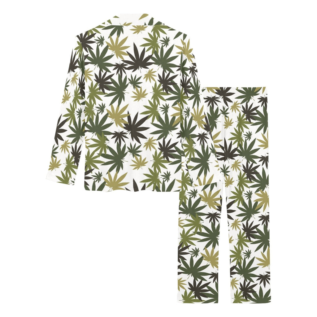 Canabis Marijuana Weed Pattern Print Design 05 Women's Long Pajama Set