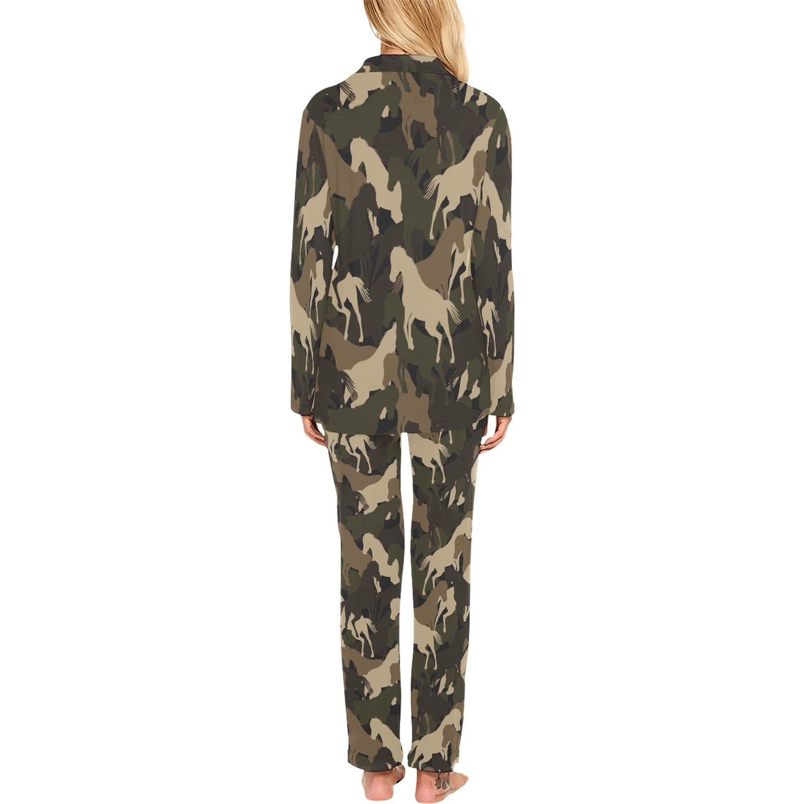 Horse Camouflage Pattern Women's Long Pajama Set