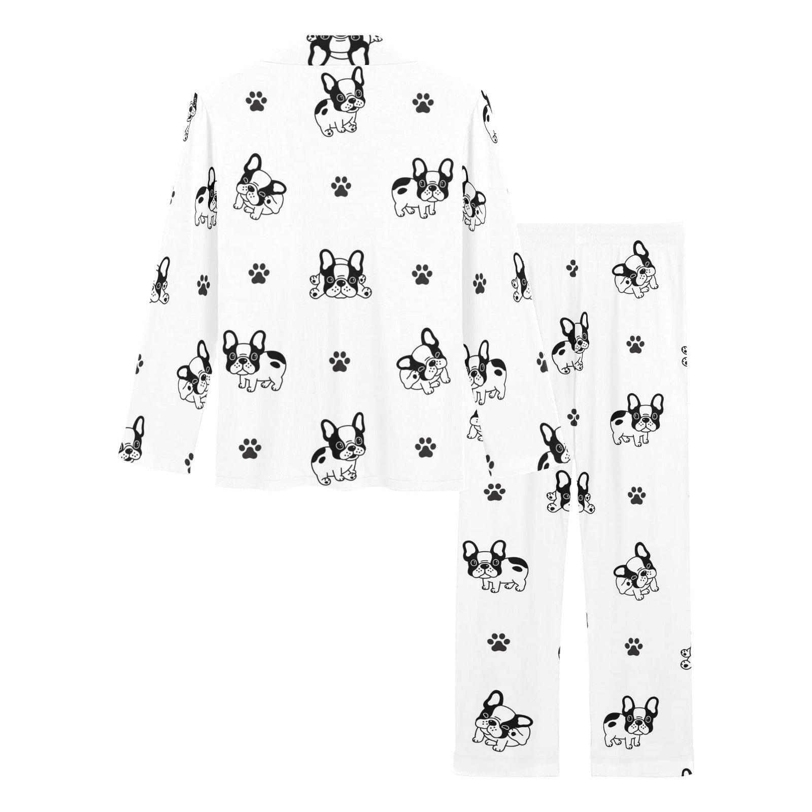 Cute french bulldog paw pattern Women's Long Pajama Set