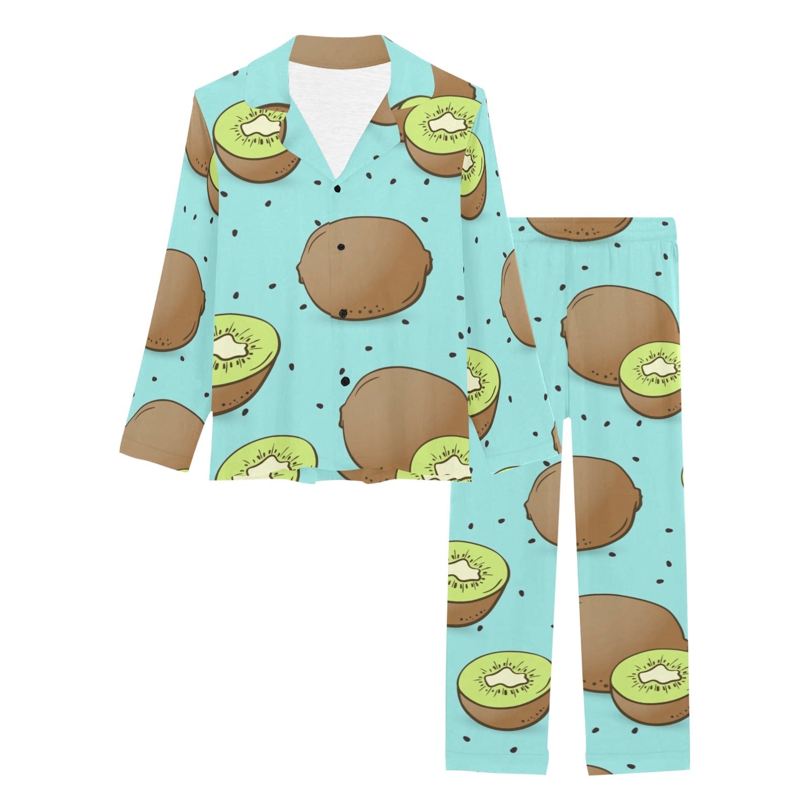 Kiwi blue background Women's Long Pajama Set