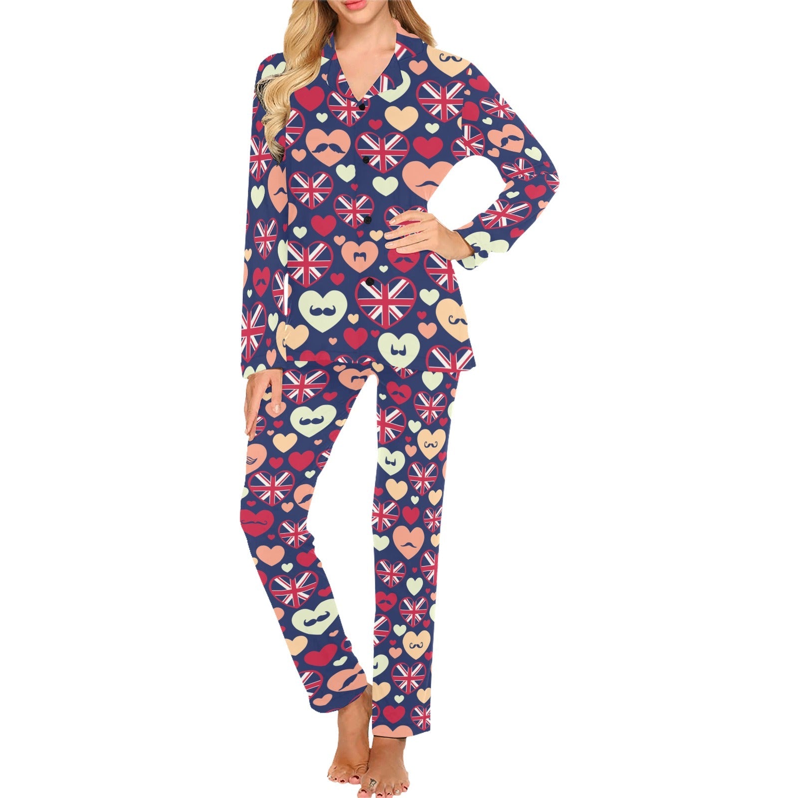British Pattern Print Design 02 Women's Long Pajama Set