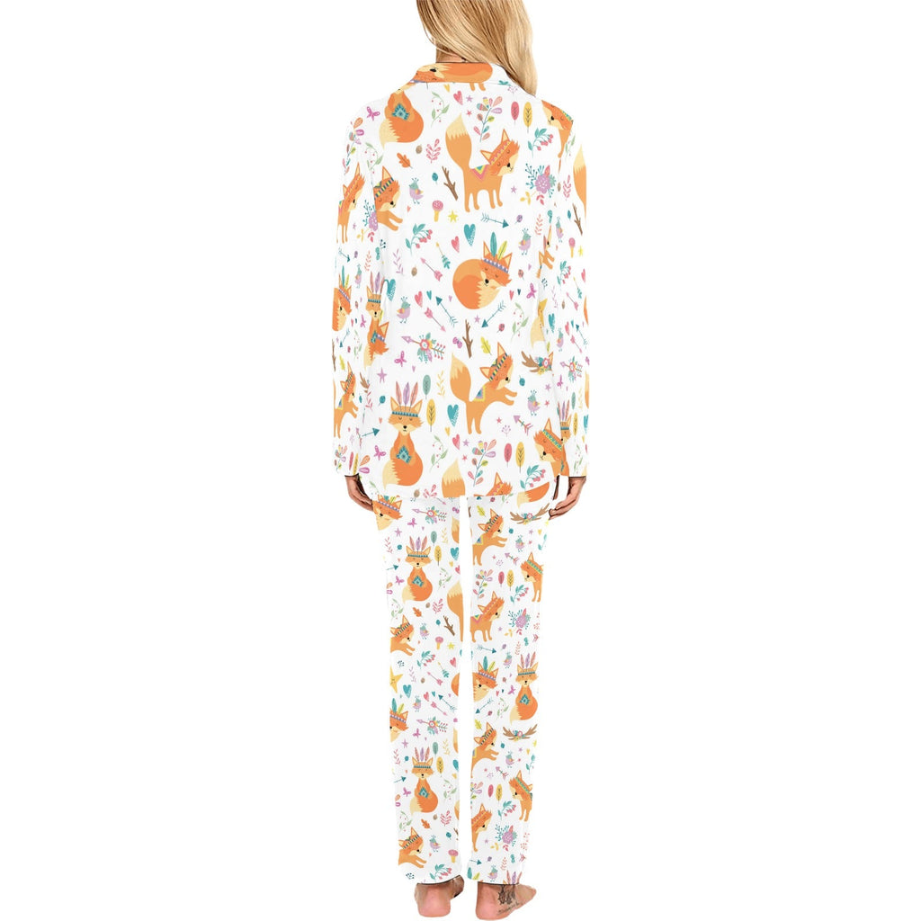cute tribal fox pattern Women's Long Pajama Set