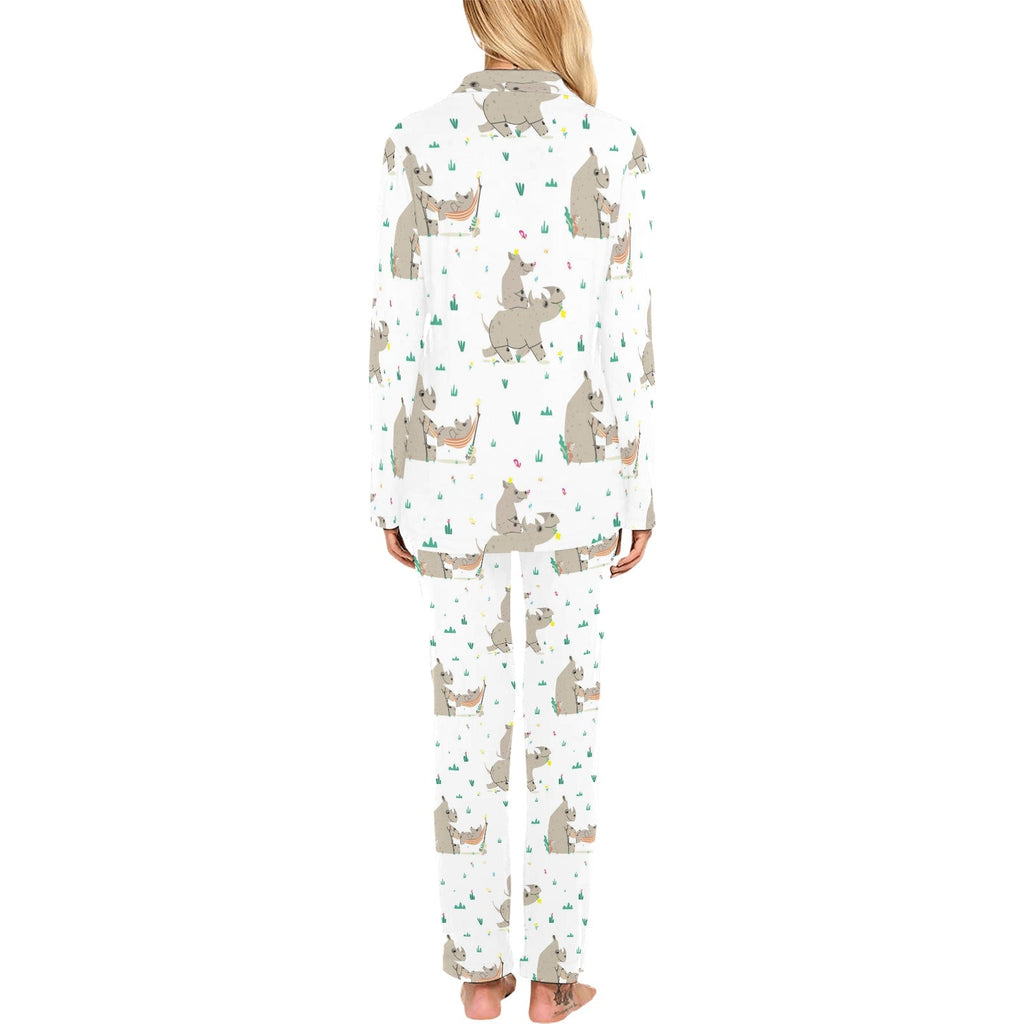 Cute Rhino pattern background Women's Long Pajama Set