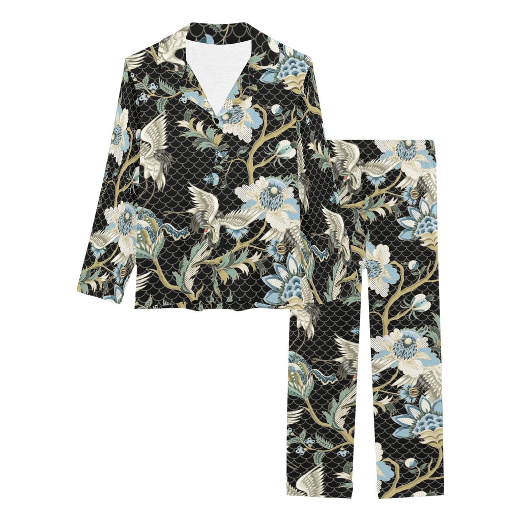 Japanese crane ornament elements Women's Long Pajama Set