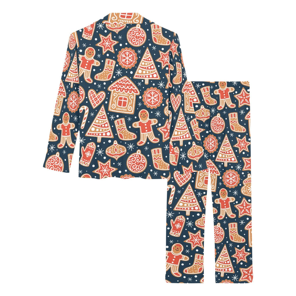 Christmas gingerbread cookie pattern Women's Long Pajama Set