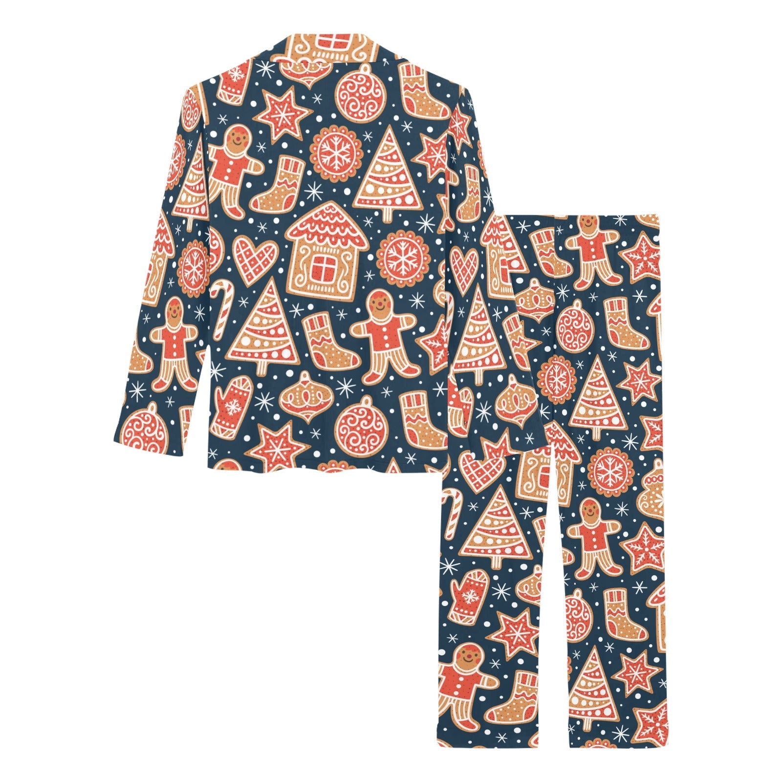 Christmas gingerbread cookie pattern Women's Long Pajama Set