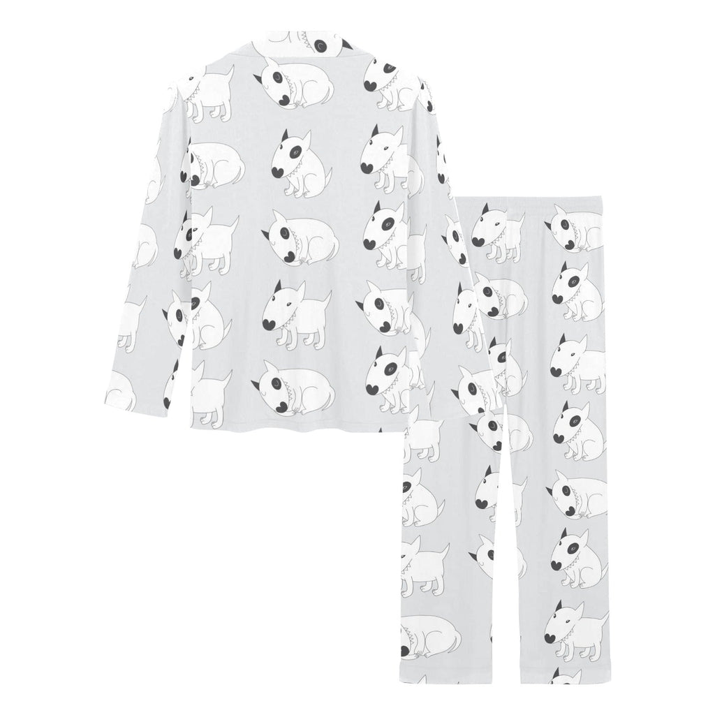 Bull Terrier Pattern Print Design 01 Women's Long Pajama Set