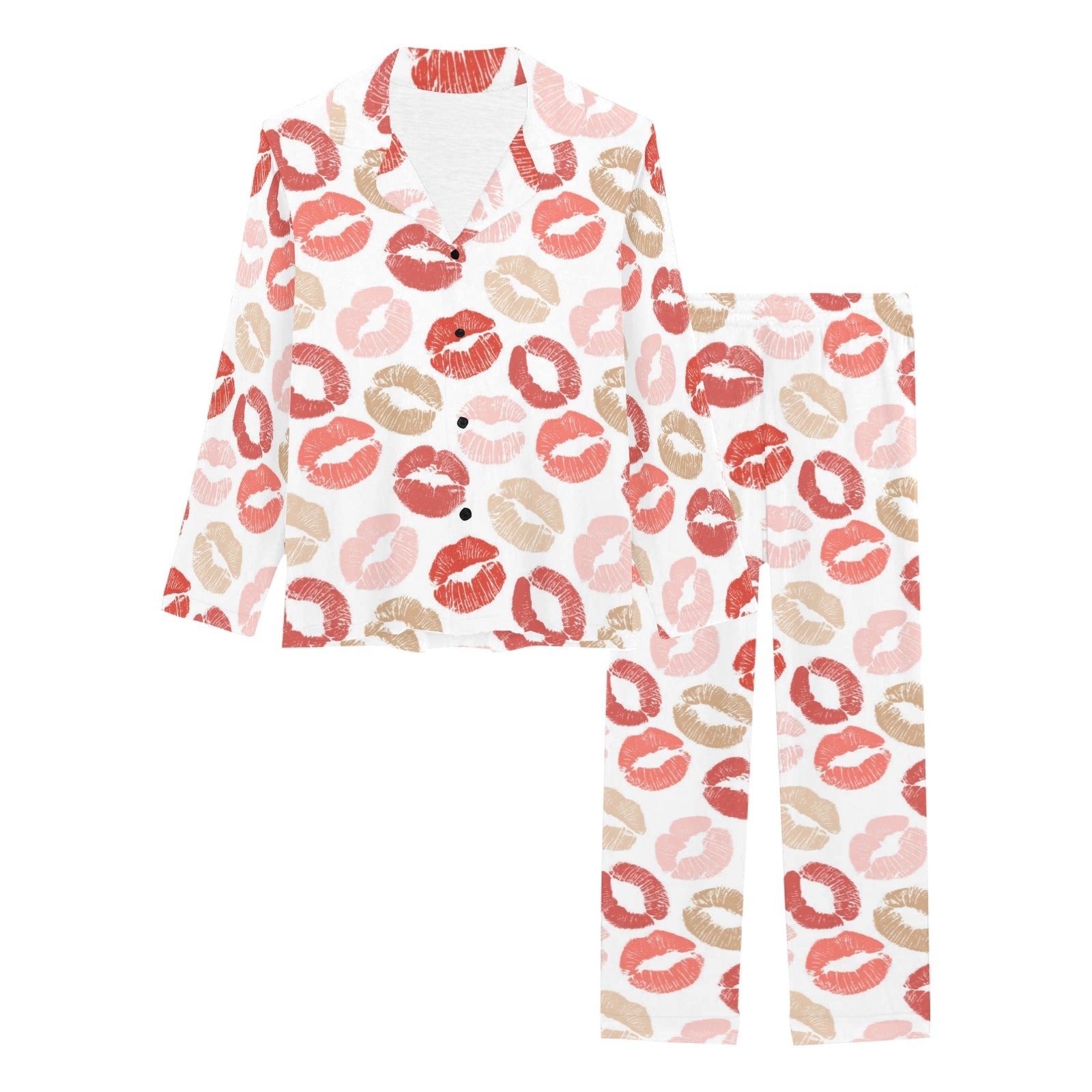 Lips Pattern Print Design 04 Women's Long Pajama Set