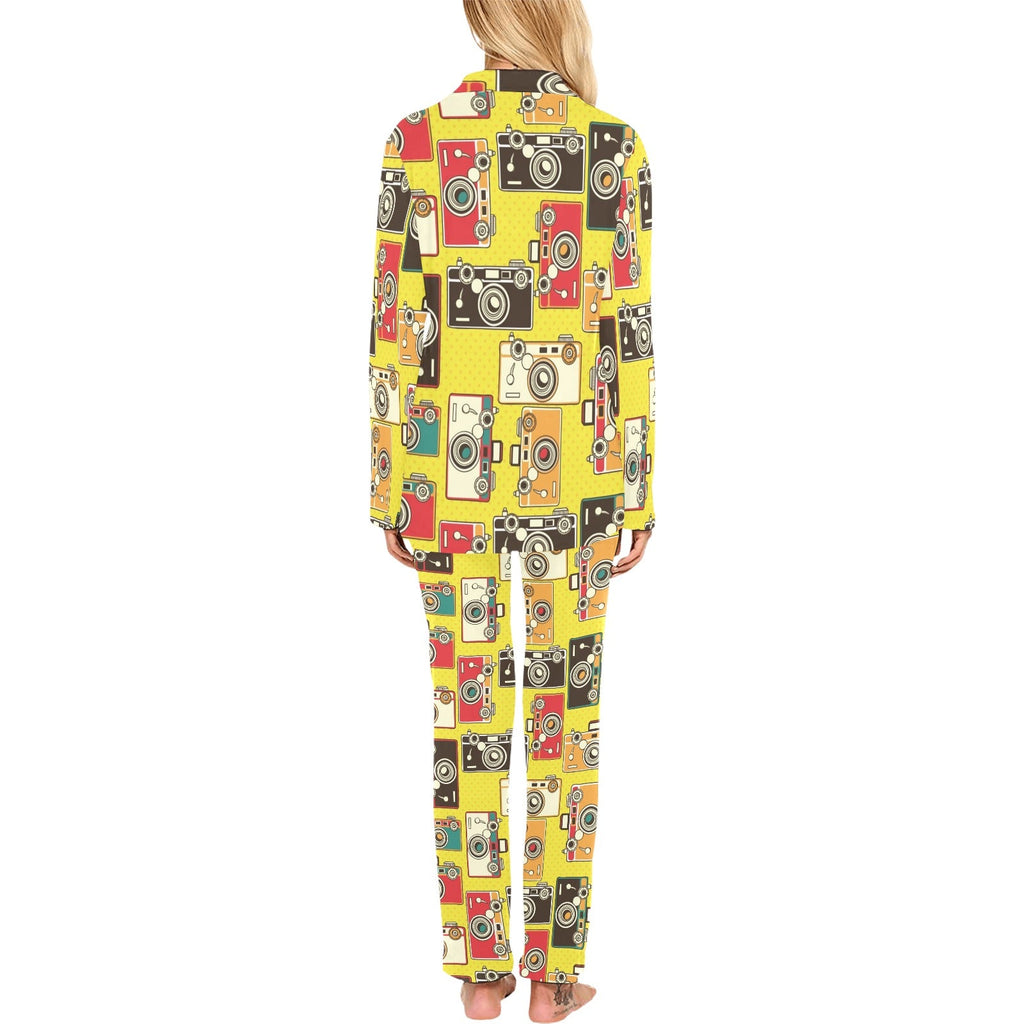 Camera Pattern Print Design 02 Women's Long Pajama Set