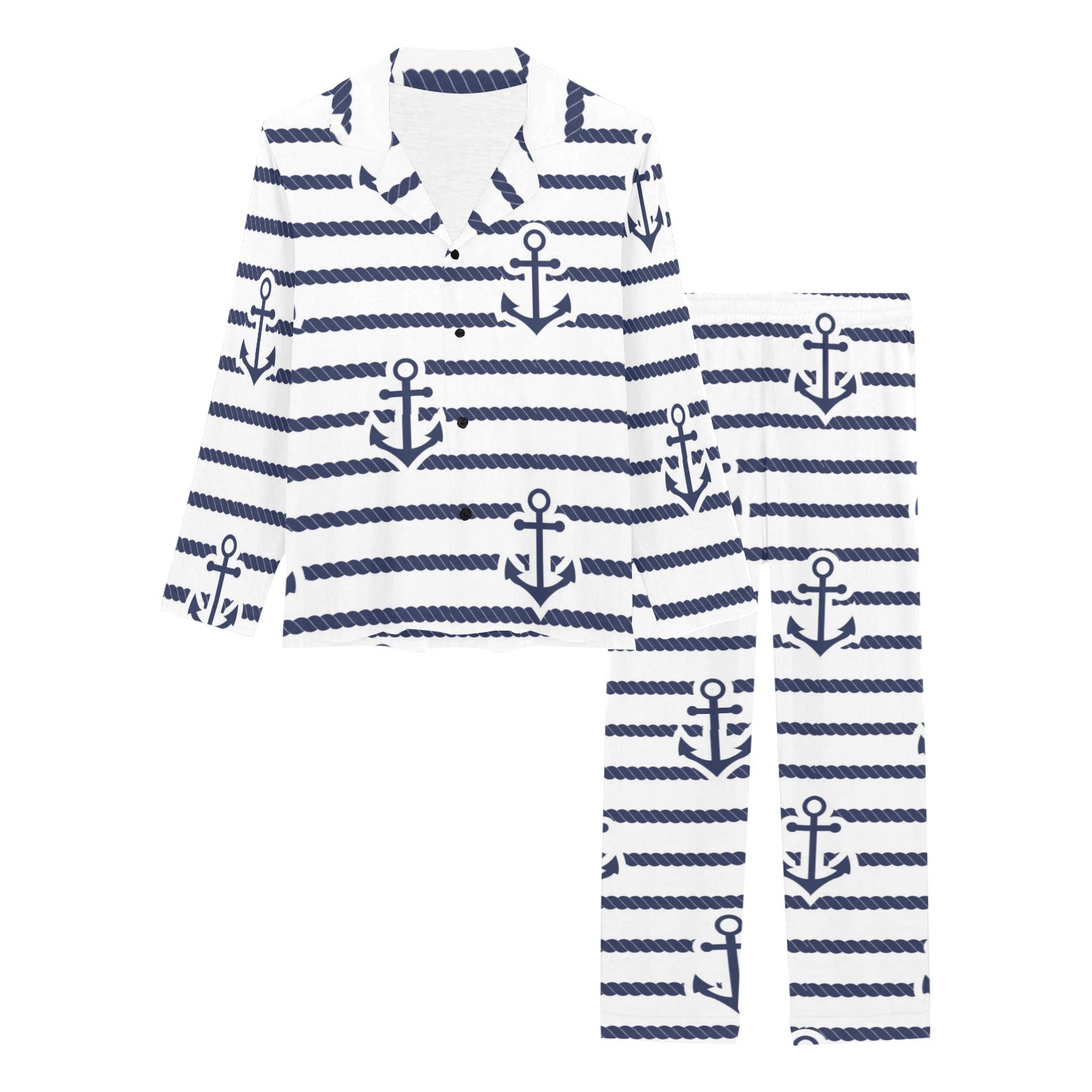 Anchor rope nautical pattern Women's Long Pajama Set