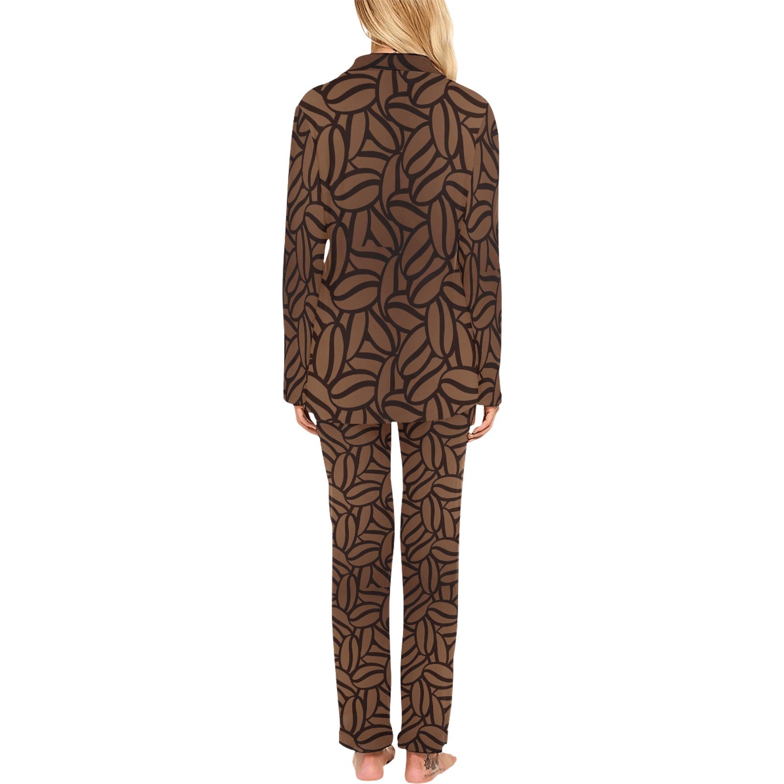coffee bean pattern Women's Long Pajama Set