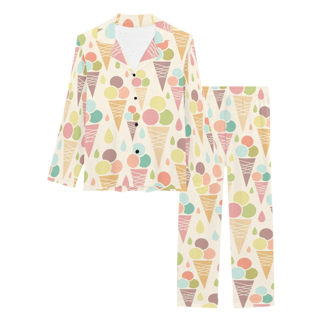 Ice cream cone pattern Women's Long Pajama Set