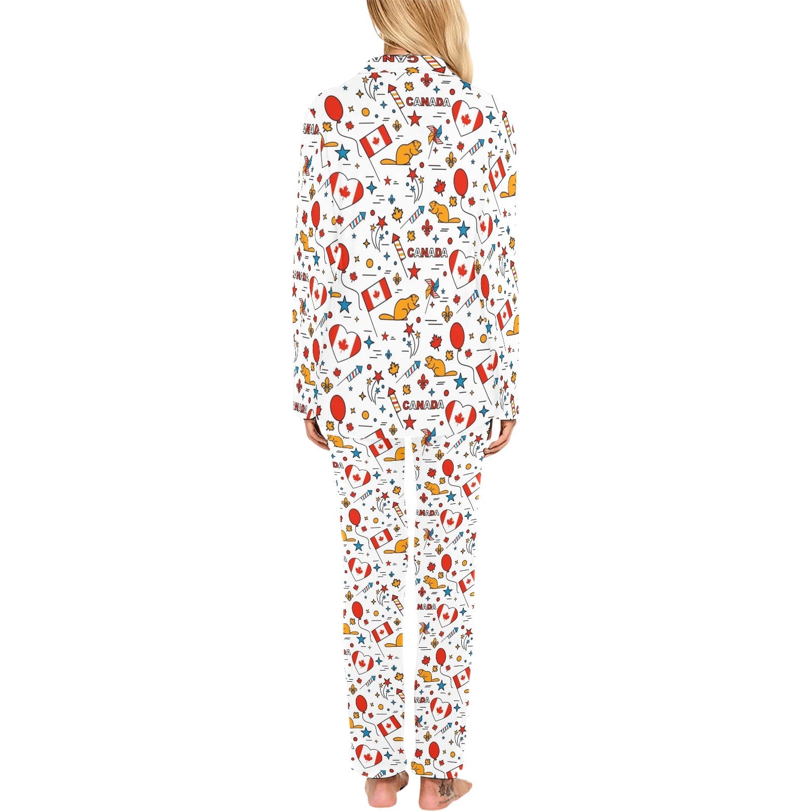 Canada Pattern Print Design 03 Women's Long Pajama Set