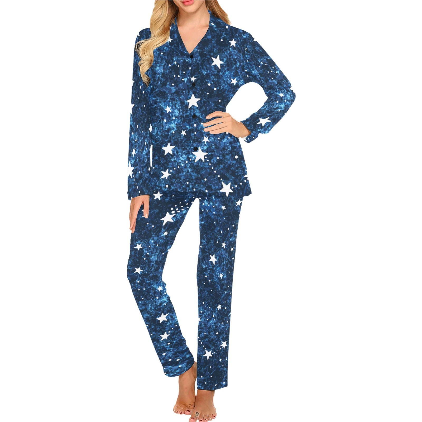 Night sky star pattern Women's Long Pajama Set
