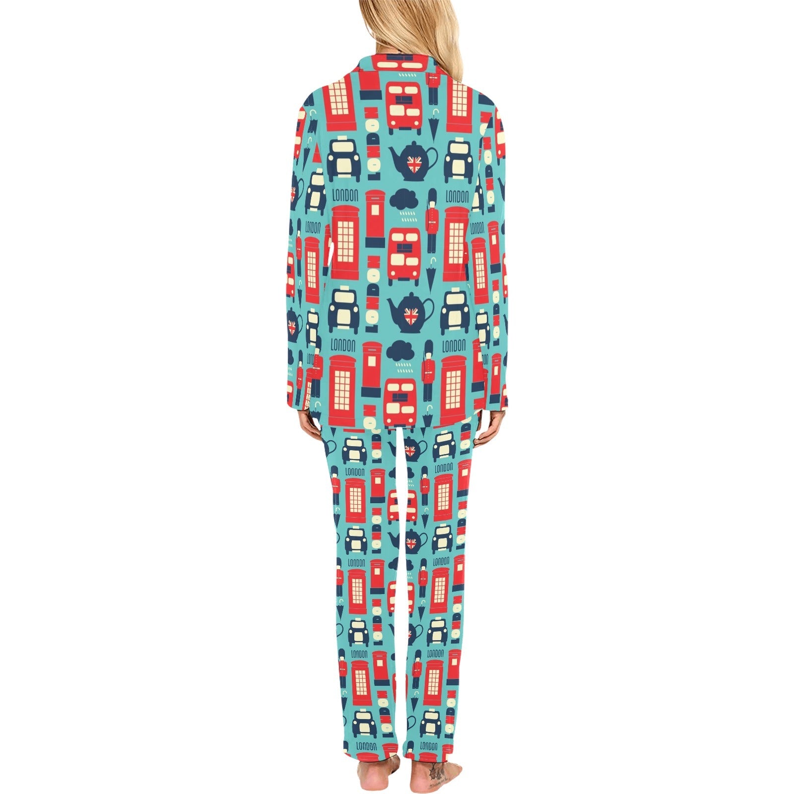British Pattern Print Design 04 Women's Long Pajama Set